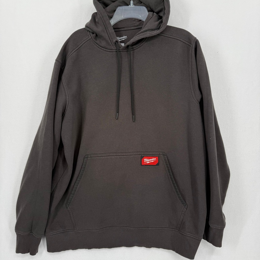 Milwaukee Tools Mens Pullover‎ Hoodie Charcoal Gray Fleece Size Large Workwear